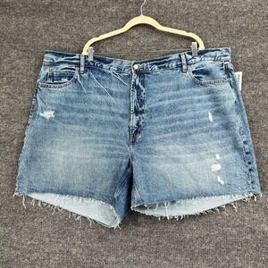 Old Navy High Rise Slouchy Straight Jean Shorts Womens 28 Plus Size Denim Cutoff